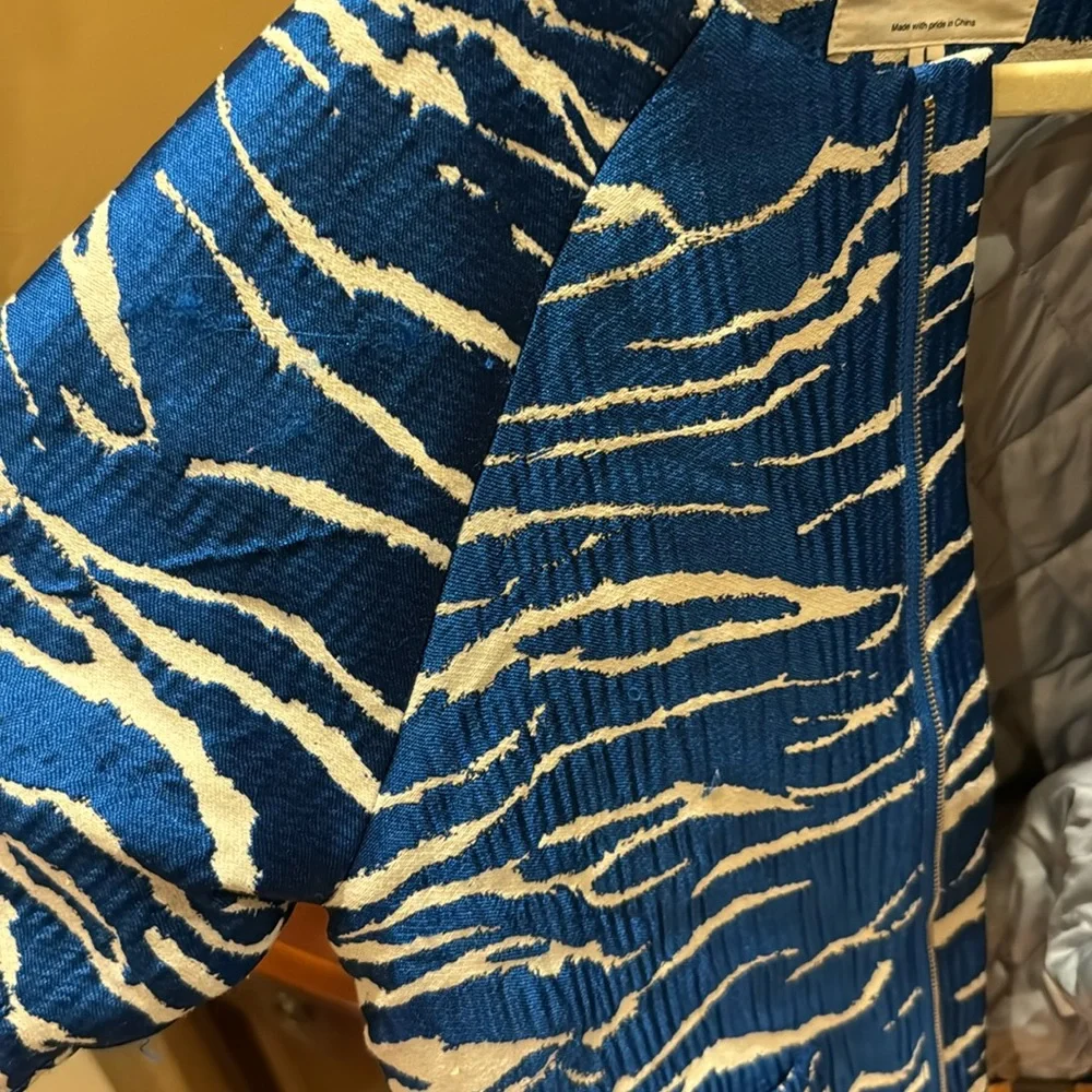 Milk & Biscuits Jacket Kids L 7 8 Blue White Zebra Print Quilted Lining Fashion